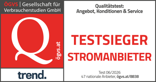 ÖGVS-Gütesiegel „Testsieger Stromanbieter 2026“ für EnergieDirect